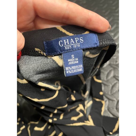 Chaps Black & Tan Abstract Print Flounce Hem Skirt - Picture 4 of 4